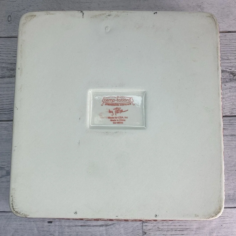 Temptations By Tara Old World Baking Serving Dish Square 10 Inch Cranberry